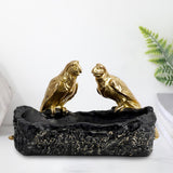 Maxbell Resin Parrot Statues Vanity Tray Figurine Sculptures Living Room Storage Box Black