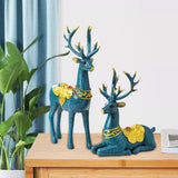 Maxbell 2x Reindeer Statue Couple Elk Lover Modern Window Home Decor Shelf