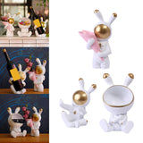 Maxbell Modern Rabbit Statue Miniature Figurine Bunny Sculpture Ornament Resin Craft Vase