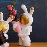 Maxbell Modern Rabbit Statue Miniature Figurine Bunny Sculpture Ornament Resin Craft Vase