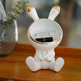 Maxbell Modern Rabbit Statue Miniature Figurine Bunny Sculpture Ornament Resin Craft Storage Box
