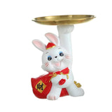 Maxbell Auspicious Rabbit Statue Animal Figurine for Drawing Room Home Decorations Tray
