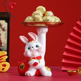 Maxbell Auspicious Rabbit Statue Animal Figurine for Drawing Room Home Decorations Tray