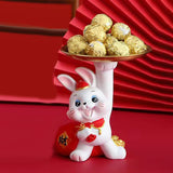 Maxbell Auspicious Rabbit Statue Animal Figurine for Drawing Room Home Decorations Tray