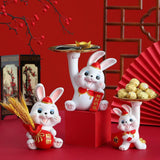 Maxbell Auspicious Rabbit Statue Animal Figurine for Drawing Room Home Decorations Tray