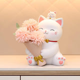 Maxbell Resin Cat Statue Flowerpot Stems Bunch Party Home Plant Planters Flower Vase