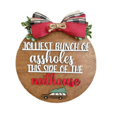 Maxbell Christmas Door Sign Xmas Wreath Durable for Shops Festival Indoor Outdoor Brown