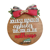 Maxbell Christmas Door Sign Xmas Wreath Durable for Shops Festival Indoor Outdoor Brown