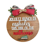 Maxbell Christmas Door Sign Xmas Wreath Durable for Shops Festival Indoor Outdoor Brown