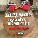 Maxbell Christmas Door Sign Xmas Wreath Durable for Shops Festival Indoor Outdoor Brown