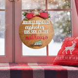 Maxbell Christmas Door Sign Xmas Wreath Durable for Shops Festival Indoor Outdoor Brown