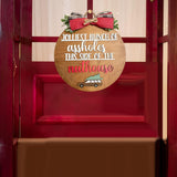 Maxbell Christmas Door Sign Xmas Wreath Durable for Shops Festival Indoor Outdoor Brown