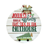 Maxbell Christmas Door Sign Xmas Wreath Durable for Shops Festival Indoor Outdoor White