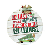 Maxbell Christmas Door Sign Xmas Wreath Durable for Shops Festival Indoor Outdoor White