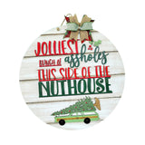 Maxbell Christmas Door Sign Xmas Wreath Durable for Shops Festival Indoor Outdoor White