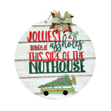 Maxbell Christmas Door Sign Xmas Wreath Durable for Shops Festival Indoor Outdoor White