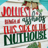Maxbell Christmas Door Sign Xmas Wreath Durable for Shops Festival Indoor Outdoor White