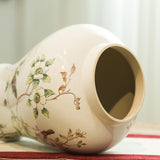 Maxbell Porcelain Temple Jar Vase Decorative with Lid for Office Entryway Shelf S