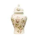 Maxbell Porcelain Temple Jar Vase Decorative with Lid for Office Entryway Shelf S