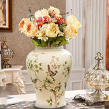 Maxbell Porcelain Temple Jar Vase Decorative with Lid for Office Entryway Shelf S