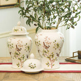 Maxbell Porcelain Temple Jar Vase Decorative with Lid for Office Entryway Shelf S