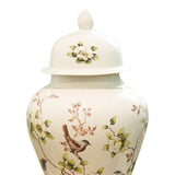 Maxbell Porcelain Temple Jar Vase Decorative with Lid for Office Entryway Shelf S