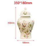 Maxbell Porcelain Temple Jar Vase Decorative with Lid for Office Entryway Shelf S
