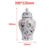 Maxbell Porcelain Temple Jar Vase Decorative with Lid for Office Entryway Shelf M