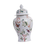 Maxbell Porcelain Temple Jar Vase Decorative with Lid for Office Entryway Shelf L