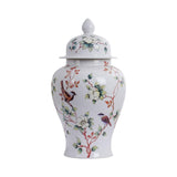 Maxbell Porcelain Temple Jar Vase Decorative with Lid for Office Entryway Shelf L