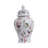 Maxbell Porcelain Temple Jar Vase Decorative with Lid for Office Entryway Shelf L