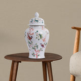 Maxbell Porcelain Temple Jar Vase Decorative with Lid for Office Entryway Shelf L