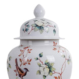 Maxbell Porcelain Temple Jar Vase Decorative with Lid for Office Entryway Shelf L