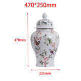 Maxbell Porcelain Temple Jar Vase Decorative with Lid for Office Entryway Shelf L