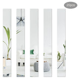 Maxbell 20Pcs Acrylic Mirror Wall Stickers Decorative 3D for Bedroom TV Background Argent