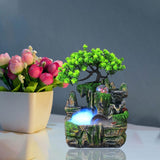 Maxbell Tabletop Fountain EU Type Plug Simulation Resin Rockery Fountain Accessory with Mist