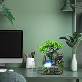Maxbell Tabletop Fountain EU Type Plug Simulation Resin Rockery Fountain Accessory with Mist