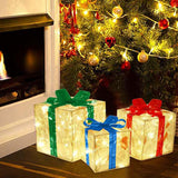 Maxbell Lighted Gift Boxes Christmas Bow for Birthday Anniversaries Thanksgiving set 1