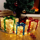 Maxbell Lighted Gift Boxes Christmas Bow for Birthday Anniversaries Thanksgiving Three color Set 2