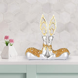 Maxbell 2Pcs Modern Couple Deer Statue Ornament for Party Bookshelf Home Decor Large Argent Gold