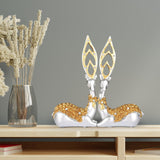 Maxbell 2Pcs Modern Couple Deer Statue Ornament for Party Bookshelf Home Decor Large Argent Gold