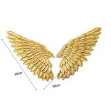 Maxbell 3D Metal Angel Wing Statue Wall Art Decor Ornament for Bedroom Rustic Aureate