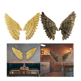 Maxbell 3D Metal Angel Wing Statue Wall Art Decor Ornament for Bedroom Rustic Aureate