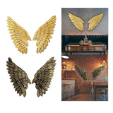 Maxbell 3D Metal Angel Wing Statue Wall Art Decor Ornament for Bedroom Rustic Aureate