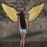 Maxbell 3D Metal Angel Wing Statue Wall Art Decor Ornament for Bedroom Rustic Aureate