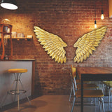 Maxbell 3D Metal Angel Wing Statue Wall Art Decor Ornament for Bedroom Rustic Aureate