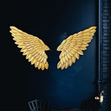 Maxbell 3D Metal Angel Wing Statue Wall Art Decor Ornament for Bedroom Rustic Aureate