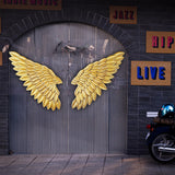 Maxbell 3D Metal Angel Wing Statue Wall Art Decor Ornament for Bedroom Rustic Aureate