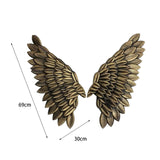 Maxbell 3D Metal Angel Wing Statue Wall Art Decor Ornament for Bedroom Rustic Bronze
