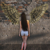 Maxbell 3D Metal Angel Wing Statue Wall Art Decor Ornament for Bedroom Rustic Bronze